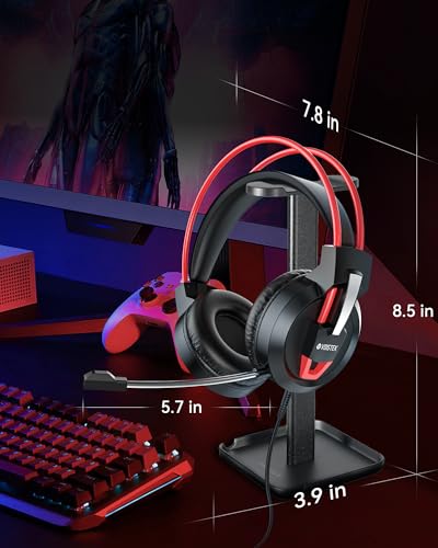 Voistek Wired Gaming Headset with Microphone & Volume Control | Over Ear Computers Headphones with 50mm Drivers for PC, Laptop & Gaming, Compatible with PS4 PS5 - color: Red