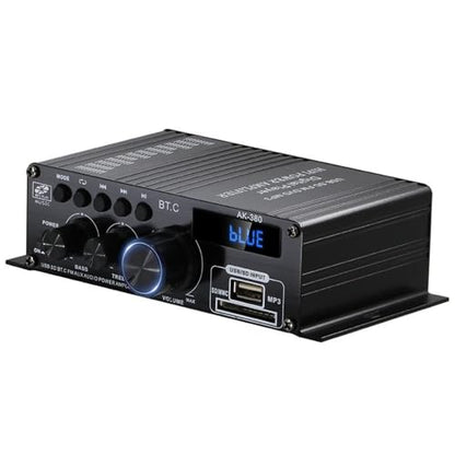 AK-380 블루투스 5.0 홈 오디오 앰프, 최대 400W+400W 2.0CH HiFi 스테레오, 12V 5A 전원 공급 장치, USB SD BT.C FM AUX 포함 무선 수신기, 자동차 홈 바 차고용