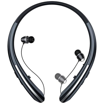 Neckband Bluetooth Headphones, 24H Battery with Auto-Retractable in-Ear Earbuds, HiFi Stereo Sound & Hybrid Active Noise Cancelling for Sports, Gym, Running, Workout, Hands-Free Calling - color: Silver