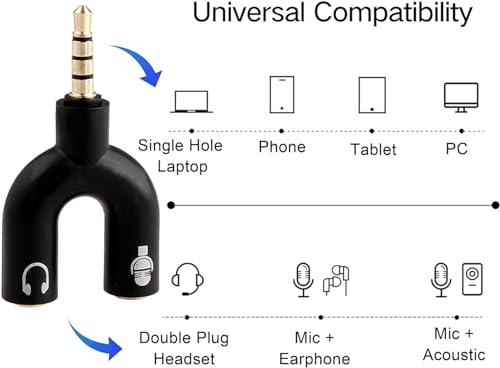 SaiTech IT 5 Pack 3.5mm Audio Jack to Headphone Microphone Splitter Converter Adaptor (Specially Design for Mobile and Tablet Only)