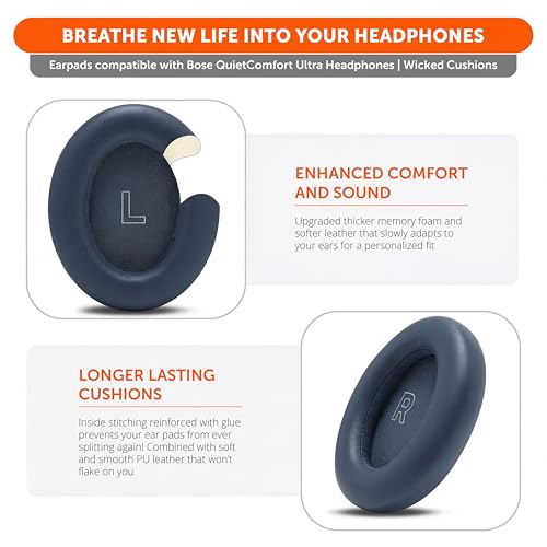 WC PadZ QC Ultra - Earpads for Bose QuietComfort Ultra Gen 1 & 2 | Made by Wicked Cushions | Enhanced Comfort, Thickness & Durability | Lunar Blue - color: Lunar Blue