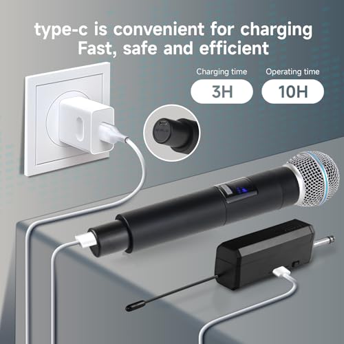 Professional Wireless Microphone for Podcast, Karaoke & Singing – 2.4GHz Portable Dynamic Mic with 150ft Range, 8H Battery,Micrófono Inalámbrico for Streaming & Live Performance