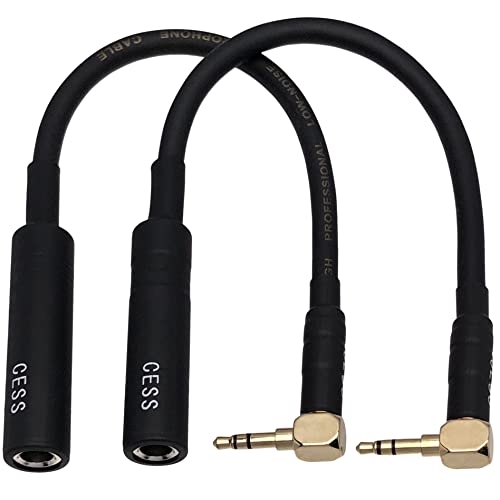 CNCESS Right Angle 3.5mm to 6.35mm Headphone Adapter, 6 in, 2-Pack