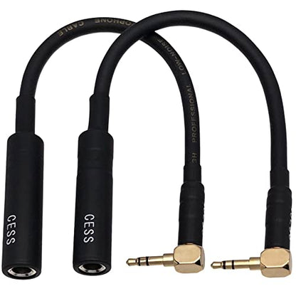 CNCESS Right Angle 3.5mm to 6.35mm Headphone Adapter, 6 in, 2-Pack