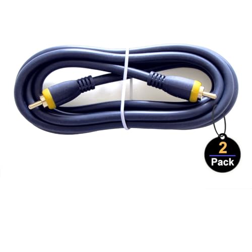 RCA Cable, 6ft,1-RCA Male to 1-RCA Male, Shielded, Gold-Plated Connectors, for Speakers/Subwoofers, Amplifiers, Home Theater Receivers, HDTV, Hi-Fi Systems, etc (2-Pack) - size: (2-Pack) 6-Feet