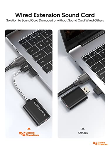 CableCreation USB Audio Adapter External Sound Card with 3.5mm Headphone and Microphone Jack Compatible with Windows, Mac, macOS, Linux, PS4, PS5, Plug and Play, Aluminum Black (Pack of 2) - color: Black USB 2.0, size: 2-Pack