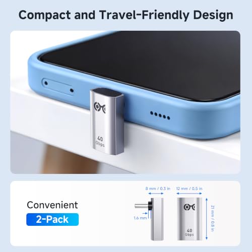 Cable Matters 2-Pack 40Gbps Right Angle USB C Adapter | [4K@240Hz Video, 240W Charging, 40Gbps Data Transfer] 90 Degree, Compatible with Thunderbolt 4, iPhone 17/16, Steam Deck - style: Right Angle
