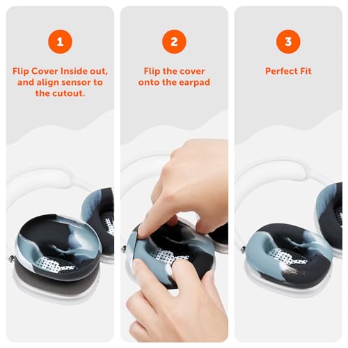 WC SweatZ Max - Patented Silicone Sweat Covers for AirPods Max 1 | Made by Wicked Cushions | (Does Not Fit AirPods Max 2). Sweatproof, Full Earpad Protection | Marble - color: Marble