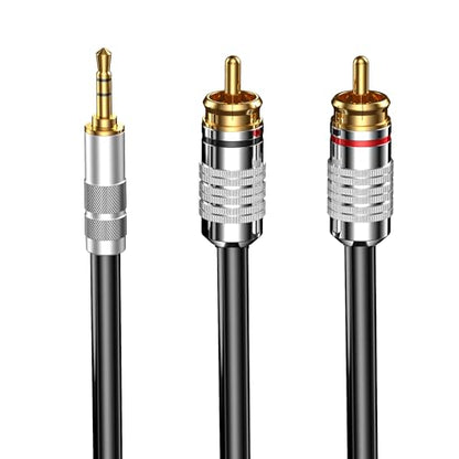 3.5mm to RCA Cable, Aux Stereo Audio Adapter Jack 1/8 to RCA Audio Y Cord for Headphone,MP3,Tablet,Speaker,MP3,HDTV,Phone,Black,6.5FT - size: 6.5FT, style: Straight 3.5mm