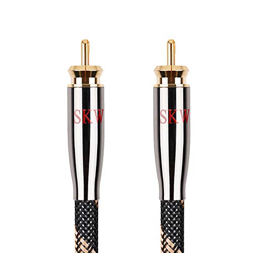 SKW Audiophile Digital Coaxial Cable 4.9ft/1.5m, SPDIF RCA Subwoofer Cable | Dual-shielded, Ultra-high Purity Copper, Foam-PE Dielectric, Nylon-braided Jacket, CD/DAC to AV Receiver and Subwoofer - color: Black, size: 4.9ft (1.5m)