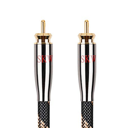 SKW Audiophile Digital Coaxial Cable 9.8ft/3m, SPDIF RCA Subwoofer Cable | Dual-shielded, Ultra-high Purity Copper, Foam-PE Dielectric, Nylon-braided Jacket, CD/DAC to AV Receiver and Subwoofer - color: Black, size: 9.8ft/3M