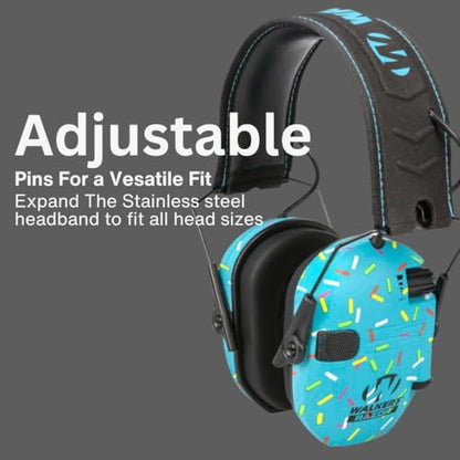 Walker's Razor Slim Electronic Earmuffs | Protective Case - color: Blue Sprinkles