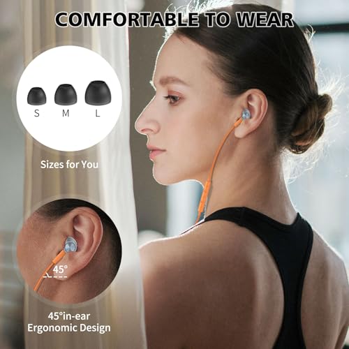 USB C Earbuds for iPhone 18 Pro Max Duo 17 Air 16 15 Plus/iPad, Orange - color: Orange