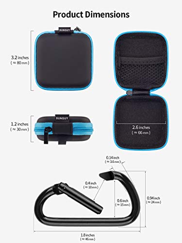 SUNGUY [2-Pack Earbud Case, Portable Square Earphone Carrying Cases with 2 Carabiners for Earphones, Earbuds, Earpieces, SD Memory Card, Camera Chips - Red+ Blue - color: Red+Blue