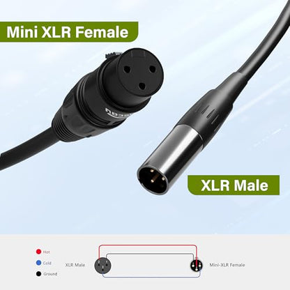 3 Pin Mini XLR Male to XLR Female Microphone Cable Adapter 1 Ft/2 Pack for Blackmagic Pocket Cinema Camera BMPCC Video Assist 4K Sharp 8K & C70, Pro Lapel Audio Replacement Cable - size: 1 FT, style: Male Mini XLR to Female XLR
