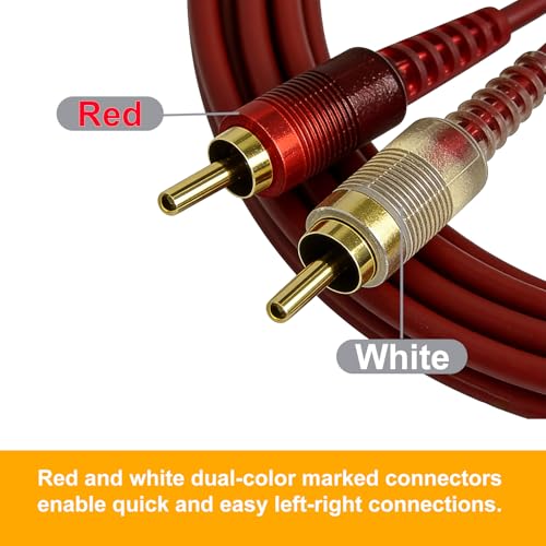 HTDYOO RCA Cables, 2 RCA Stereo Audio Cable - 5 Feet. | Gold-Plated | 2-Male to 2-Male RCA audio stereo subwoofer cable
