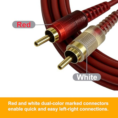 HTDYOO RCA Cables, 2 RCA Stereo Audio Cable - 5 Feet. | Gold-Plated | 2-Male to 2-Male RCA audio stereo subwoofer cable