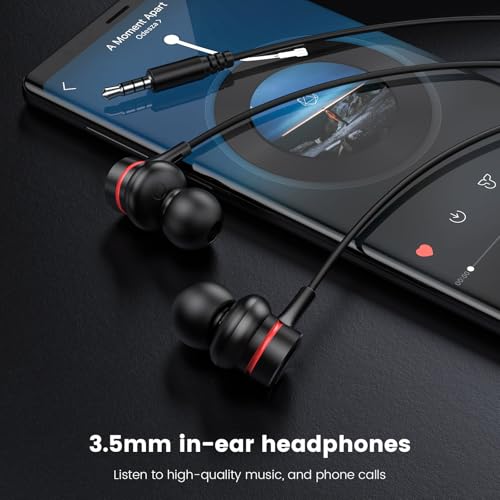 MOSWAG Wired Earbuds with Microphone, 3.5mm in-Ear Headphones 1 Pack | Noise Isolating, Clear Sound, Comfortable Ergonomic Earpieces, For iPhone, Samsung, Computer, Laptop, School Students - size: 1 Pack