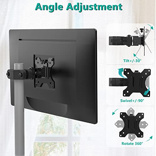 WALI Monitor Pole Mount for Universal Monitor Mounting System, Pole Mount Bracket Fits 1.1 to 2.4" Diameter Pole, Up to 32" Screens, Mounting Holes for 75 x 75mm and 100 x 100mm (VES02), Black - size: For 1.1''-2.4'' diameter pole