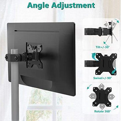 WALI Monitor Pole Mount for Universal Monitor Mounting System, Pole Mount Bracket Fits 1.1 to 2.4" Diameter Pole, Up to 32" Screens, Mounting Holes for 75 x 75mm and 100 x 100mm (VES02), Black - size: For 1.1''-2.4'' diameter pole