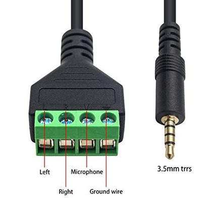 Poyiccot 3.5mm Speaker Wire Adapter, 3.5mm (1/8") 4 Pole Stereo TRRS Male Jack to AV 4 Screw Terminal Block Balun Connectors Cable 30cm (1/8inch/ 4pin) - color: 3.5mm to 4 pin screw terminal