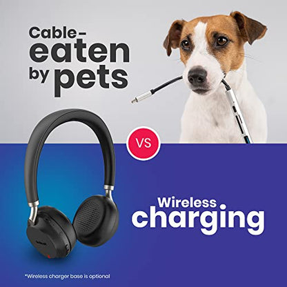 Yealink BH72 Bluetooth Headset Teams Version, USB-A, Black - GTW Bundle Yealink Wireless Headset with Global Teck Microfiber Cloth - Compatible for Office and Home Use - color: Black - No Charging Stand, size: MS Teams Version