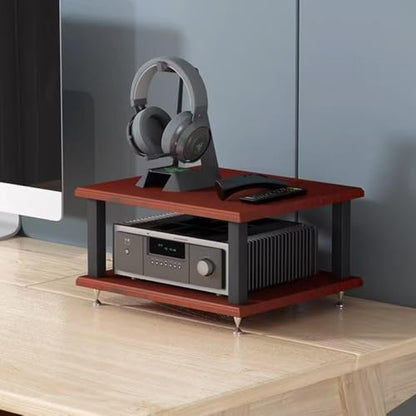 2-Tier Teak HiFi Rack -Compact Media Console Stand for Stereo Conents, Amplifiers & Speakers - Home Entertainment Desktop Tower Shelf - color: Teak, size: 2Tier
