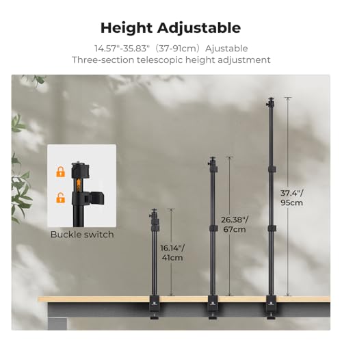 K&F CONCEPT 2-Pack Camera Desk Mount 16"-37" w/ 360° Ball Head & Phone Clip | Tabletop C-Clamp Adjustable Light Stand for DSLR, Ring Light, Webcam, Live Streaming, Online Teaching TD01 - style: TD01 2-Pack