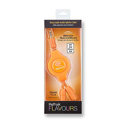 ReTrak Retractable Headphones Splitter, Orange (ETCABLESPLOR ) - color: Orange