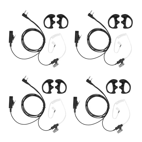 Earpiece Compatible with BTECH, Kenwood, Retevis Walkie Talkie with Mic Tansparent Air Acoustic Tube Headset 4 Pack (Normal) - style: 4Pack-2 wire 2 pin