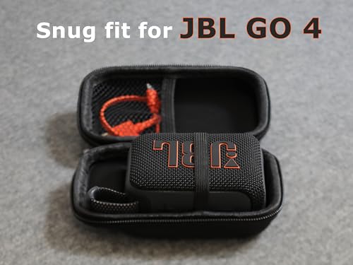 Ginsco Case for JBL Go 4 and Go 3- Ultra-Portable, Waterproof and Dustproof Bluetooth Speaker, for Go 3 - Mini Bluetooth Speaker, Travel Carrying Hard Case with Detachable Strap(Black) - color: Black