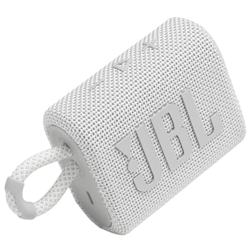 JBL Go 3 - Portable Mini Bluetooth Speaker, big audio and punchy bass, IP67 waterproof and dustproof, 5 hours of playtime, speaker for home, outdoor and travel (White) - color: White, style: GO3