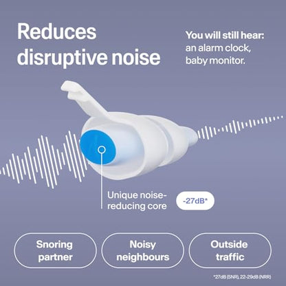 Alpine SleepDeep Reusable Earplugs for Sleeping | Earbuds for Side Sleepers | Medium 27dB SNR Soft Ear Plugs For Noise Reduction|Silicone-Free| Ear Protection |Travel Essentials Airplane Essentials - style: M