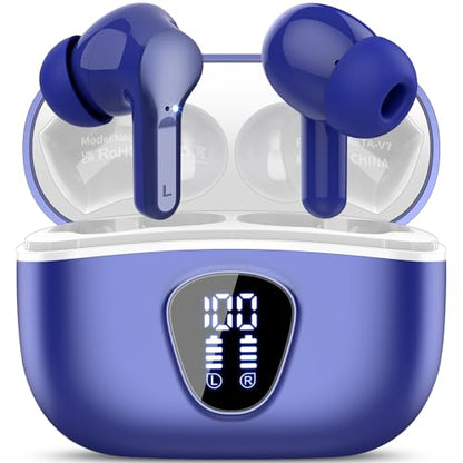Wireless Earbuds, Bluetooth 5.4 Headphones HiFi Stereo, Bluetooth Earbuds | With ENC Noise Cancelling Mic, IP7 Waterproof in Ear Earphones, 48H, LED Display Ear Buds for Pad Phones Workout Sports, Blue - color: Blue