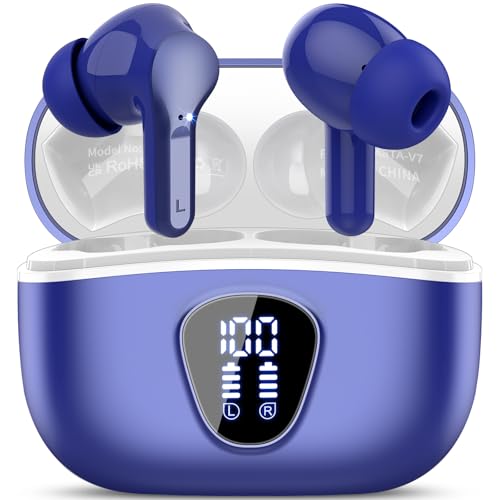 Wireless Earbuds, Bluetooth 5.4 Headphones HiFi Stereo, Bluetooth Earbuds | With ENC Noise Cancelling Mic, IP7 Waterproof in Ear Earphones, 48H, LED Display Ear Buds for Pad Phones Workout Sports, Blue - color: Blue