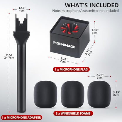 Handheld Adaptor for Interview Mic, Wireless Microphone Handle, Mic Stand Adapter Mount with Foam Cover, Compatible with DJI, Rode and All Lav Microphone