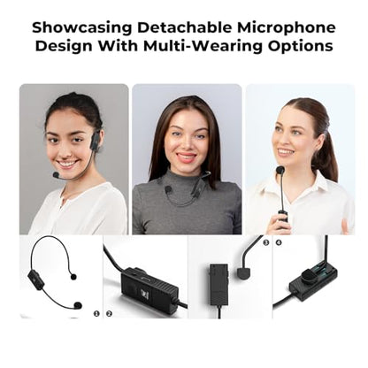 WinBridge Portable PA System 30W Voice Amplifier with Dual Wireless Mics