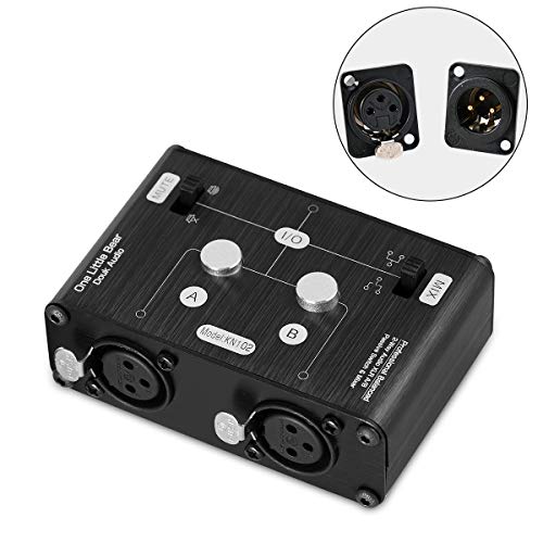Douk Audio 2 Way XLR Balanced Stereo Audio Switcher Passive A/B Mini Switch Box Mixer Sound Splitter (KN102, 2-IN-1-OUT)