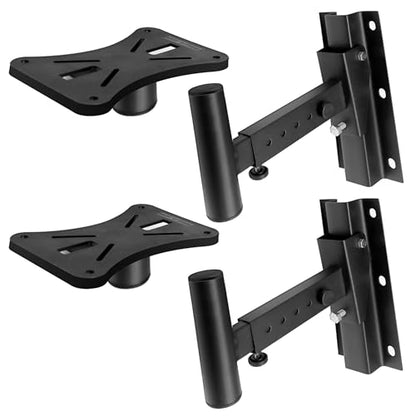 Pyle 90°-30° Angle, Tilt, Rotation Adjustment & Solid-Steel Pin Serves as Safety-Stop Mount Speaker Bracket Stands-Dual Universal Adjustable w/ 12.5'' Distance from Wall (PSTNDW15) - style: Mount