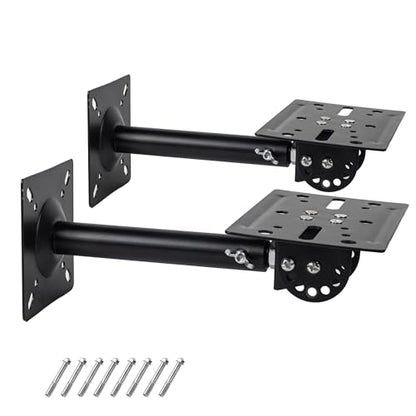 Speaker Wall, Ceiling, or Shelf Mounts Brackets Holders and Stand Mount | Heavy Duty Support up to 80lb, Adjustable Swivel & Tilt (2 Packs,Black)