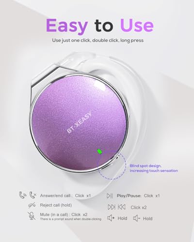 Micool Open Ear Headphones Bluetooth 5.4, Sport On Ear Headphones Wireless, Water-Drop Shaped Noise Cancelling Clip On Headset Bluetooth with Long Battery Life, Comfort Fit 4 Microphones Earphones - color: Lilac&silver&dark