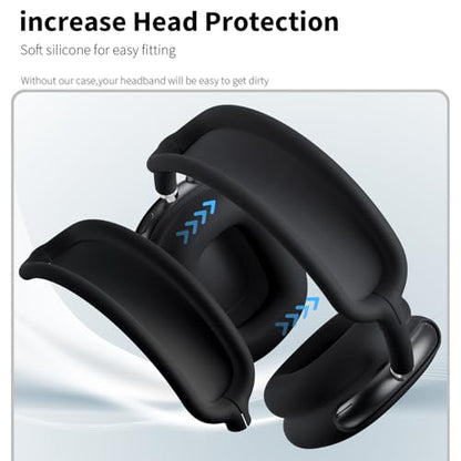 Maxjoy AirPods Max Case, Soft Silicone Ear Cups Cover, Ear Pad Case, Headband Cover, Anti-Scratch Protective Accessories for Apple AirPods Max Headphones, Black - color: Black