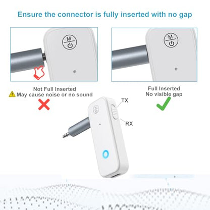 Bluetooth Aux Adapter for Car, 2 in 1 Bluetooth Transmitter Receiver for Hands-Free Call, Noise Cancelling 3.5mm AUX Wireless 5.3 Receiver for Car Home Audio System Headphones White - color: White