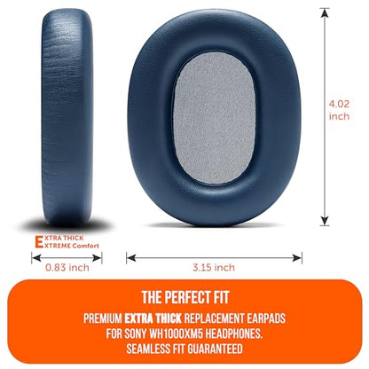 WC PadZ XM5 - Premium Replacement Earpads Compatible with Sony WH-1000XM5 | Made by Wicked Cushions | Soft PU Leather, Extra Thick, Noise-Isolating Memory Foam | Blue - color: Blue