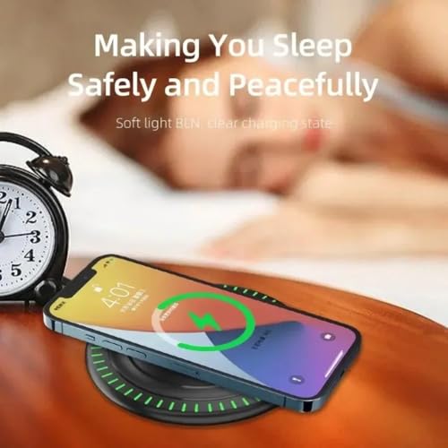 Wireless Charger Pad Stand Desktop Mobile Phone Chargers Fast Charging Dock Station for iPhone 17 16 15 14 13 12 Samsung Xiaomi (Black) - color: Black
