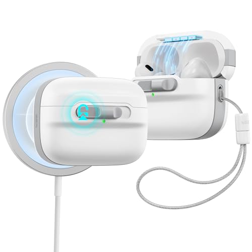 ESR for AirPods Pro 2 Case (2023/2022/2019), Compatible with MagSafe, White | Compatible with Airpods Pro (USB-C/Lightning Cable), Magnetic Lid, Full Drop Protection Cover with Lanyard - color: White, size: Airpods Pro 2&1 Case