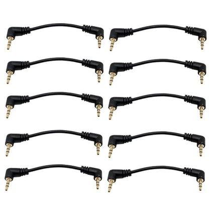 10PCS Short 3.5mm Right Angle Cable, Gold Plated 90 Degree 3.5 Male to Male Audio Stereo Jack Plug Car Aux Audio Cable (10 cm)