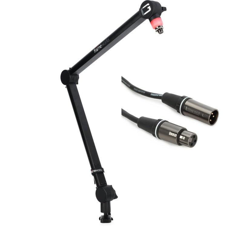 Gator Professional Desk-mounted Broadcast Microphone Boom Arm with Light and XLR Cable