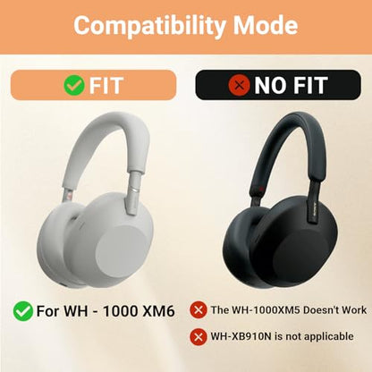 3 in 1 Ear Pads Cover Compatible with Sony WH-1000XM6 Protective Silicone Headphone Case Accessories for Sony WH-1000XM6 Ear Pads - Light Gray - color: Platinum Silver