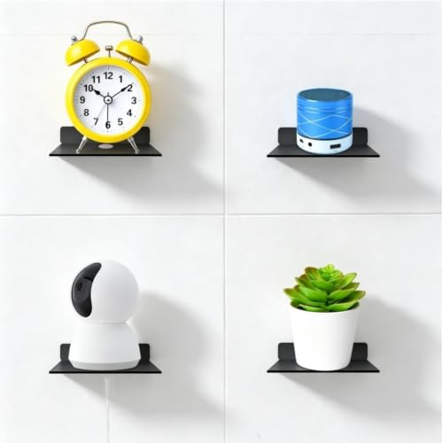 Small Shelf for Wall, 5 Inch, Metal Floating Shelves for Echo, Cameras, Small Speaker Wall Mount Shelves (Black 1pcs) - color: Black 1pcs